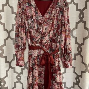 LC Lauren Conrad Sequin Floral Dress in Red and Pink